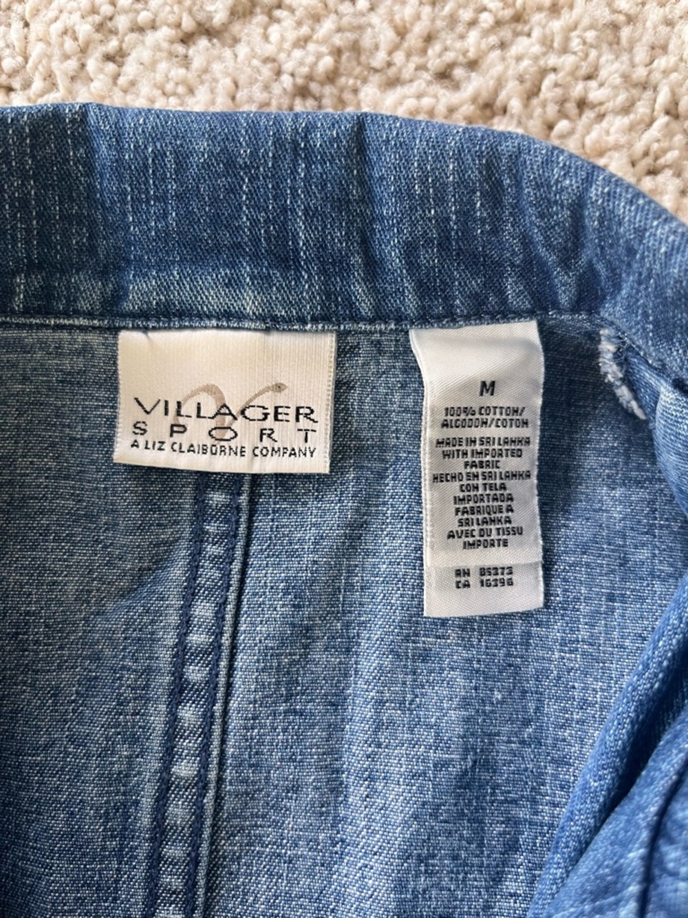Liz Clairborn Vintage Womens Denim Jacket S/M 90s Y2K Chore Utility Barn Pockets - Picture 8 of 11